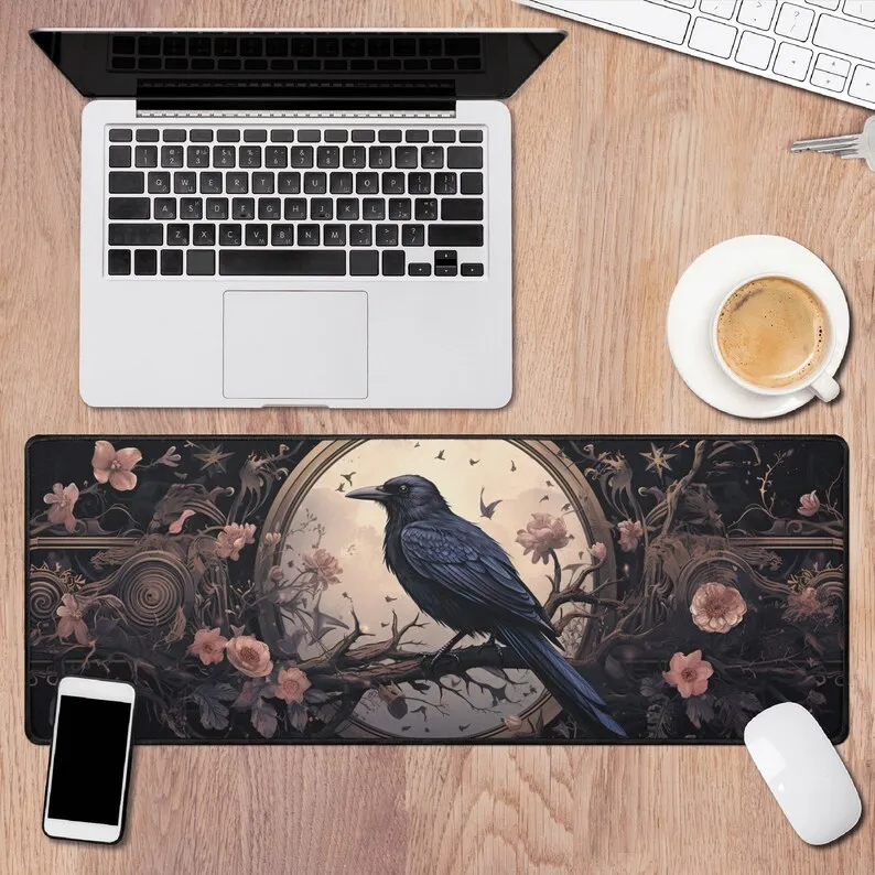 Board Game Zen - Dark Goth Raven Wildflowers tappetino da