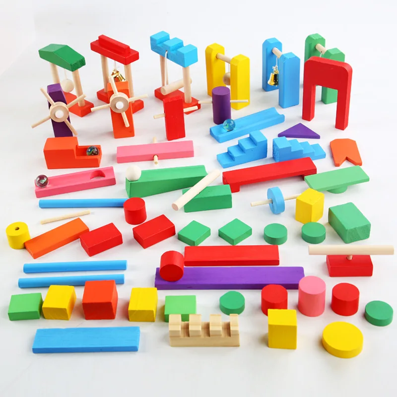Board Game Monopoli - Montessori legno arcobaleno Domino giocattolo accessori